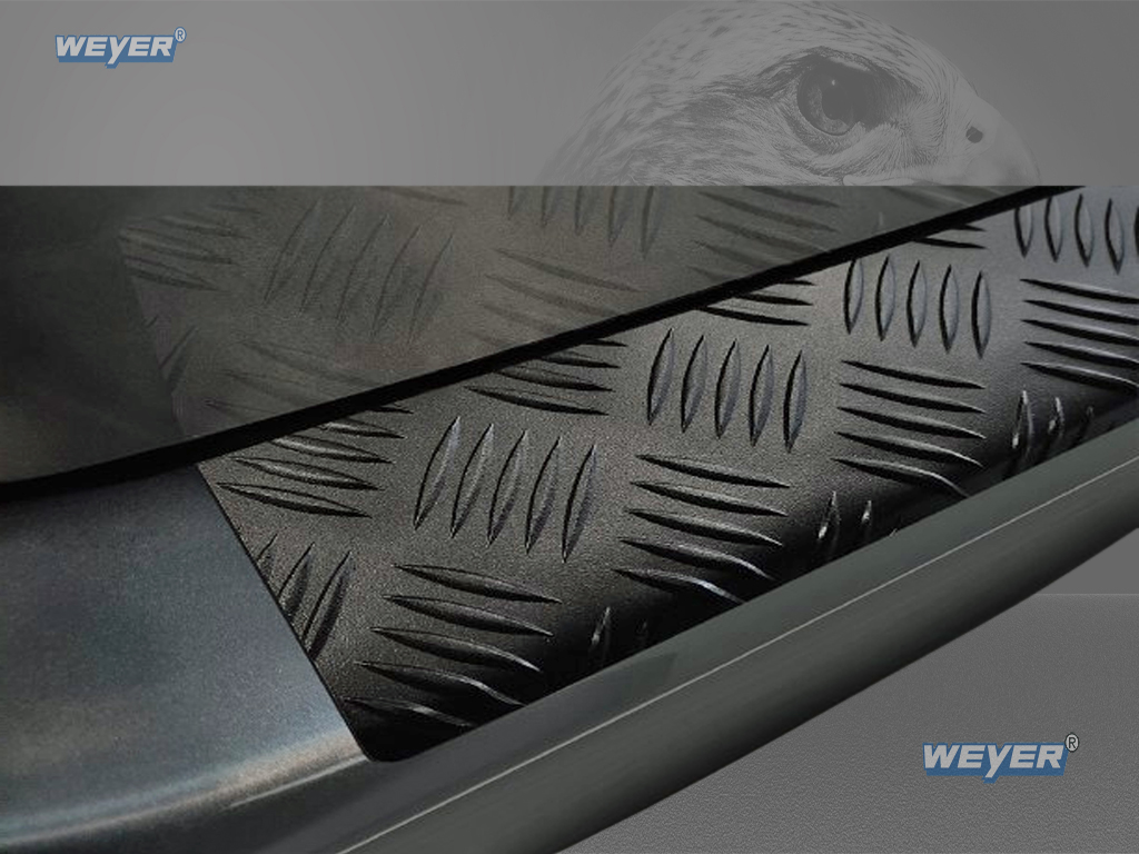 85204-Weyer-Aluminium-geriffelt-Ladekantenschutz-Mercedes-V-W447-3 MERCEDES VITO W447 Year 2014> WEYER stainless steel rear bumper protection - graphite-/black Line