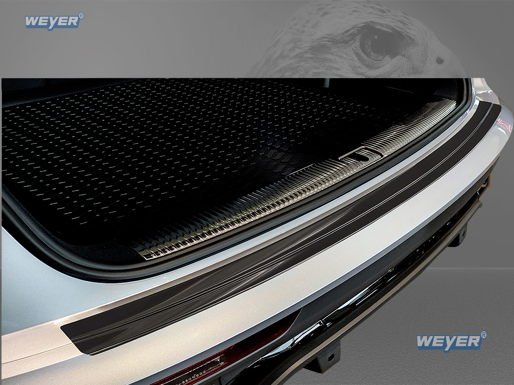 43360-Weyer-Edelstahl-Ladekantenschutz-Audi-Q5-Sportback-1 AUDI Q5 Sportback/ S-Line/ TFSI E Year 2020>, WEYER stainless steel rear bumper protection- graphite-/black Line