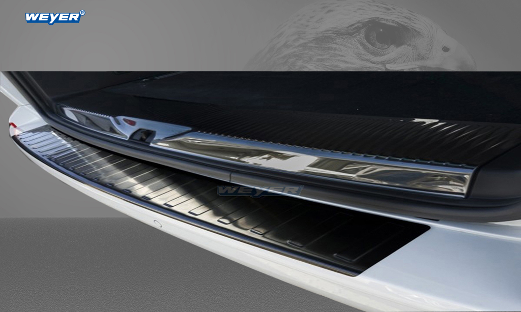 43136A-Weyer-Ladekantenschutz-VW-T6-2-Hecktueren-Graphit-balckline-2 VW TRANSPORTER T6 (2 Tail doors) Year 2015>, WEYER stainless steel rear bumper protection - graphite-/black satin finish