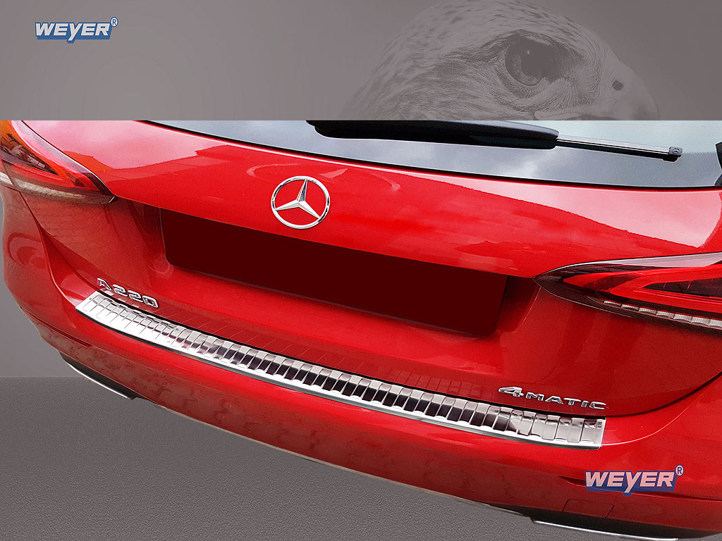44296-Weyer-Edelstahl-Ladekanteschutz-Mercedes-A-Klasse-W177-1 MERCEDES A Class W177 / EQ / AMG Style, Year 2018> WEYER stainless steel rear bumper protection satin finish